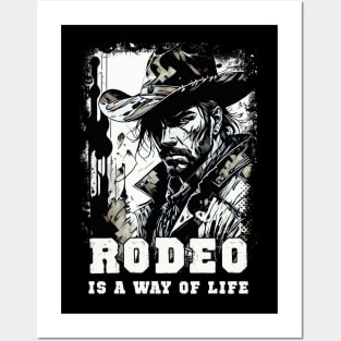 RODEO Is A Way Of LIFE VIntage Wild West Cowboy Sayings Illustration Posters and Art